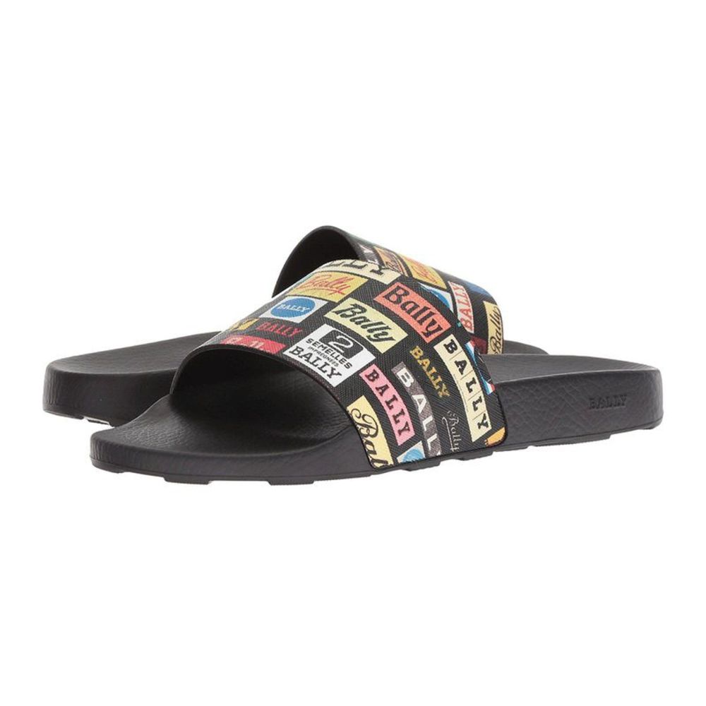 Bally Men's Slanter Multi-Logo Pool Slide Black